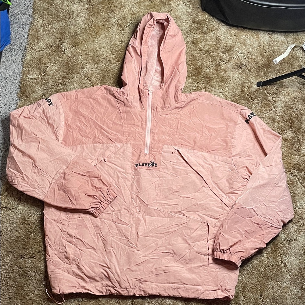 Playboy Pink Anorak Wind‎ Breaker Jacket Size Large Men
